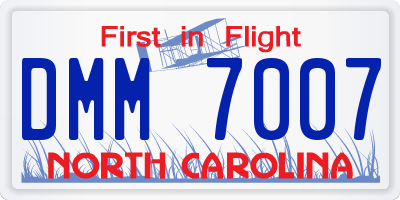 NC license plate DMM7007