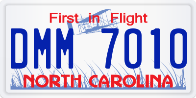 NC license plate DMM7010