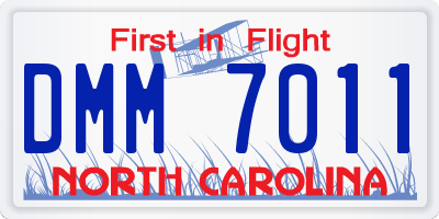 NC license plate DMM7011