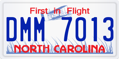 NC license plate DMM7013