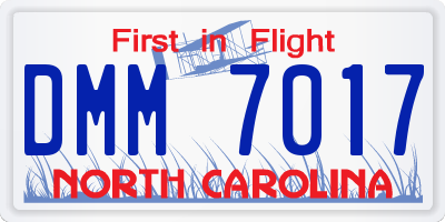 NC license plate DMM7017