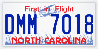 NC license plate DMM7018