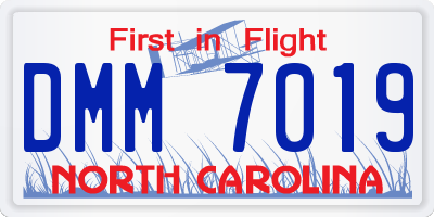 NC license plate DMM7019