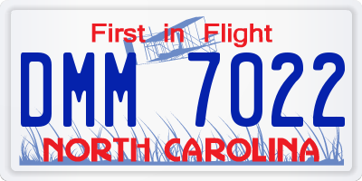 NC license plate DMM7022