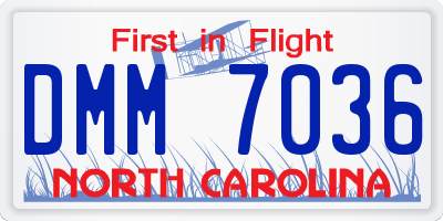 NC license plate DMM7036