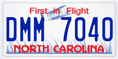 NC license plate DMM7040