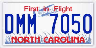 NC license plate DMM7050