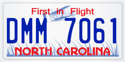 NC license plate DMM7061