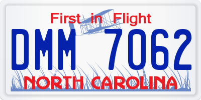 NC license plate DMM7062