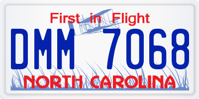 NC license plate DMM7068