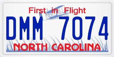 NC license plate DMM7074