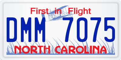 NC license plate DMM7075