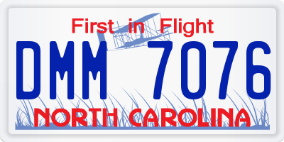 NC license plate DMM7076