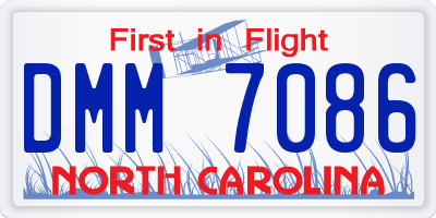 NC license plate DMM7086