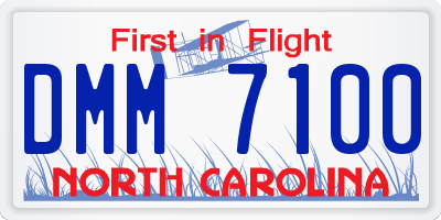 NC license plate DMM7100