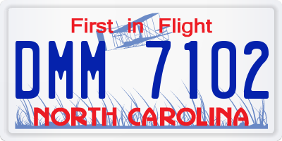 NC license plate DMM7102