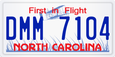 NC license plate DMM7104