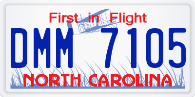 NC license plate DMM7105