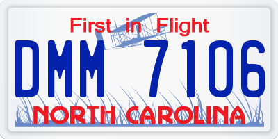 NC license plate DMM7106