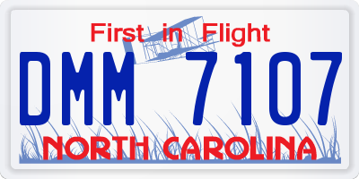 NC license plate DMM7107