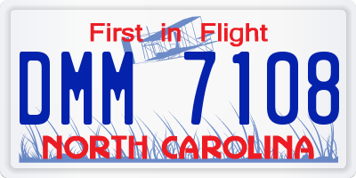 NC license plate DMM7108