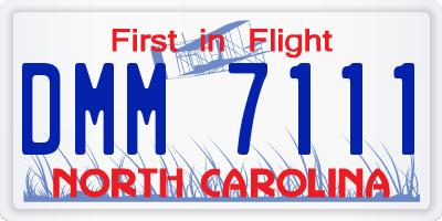 NC license plate DMM7111