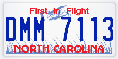 NC license plate DMM7113