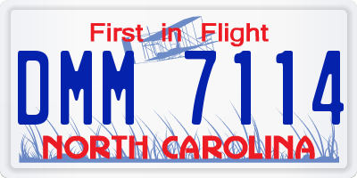 NC license plate DMM7114