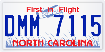 NC license plate DMM7115