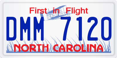 NC license plate DMM7120