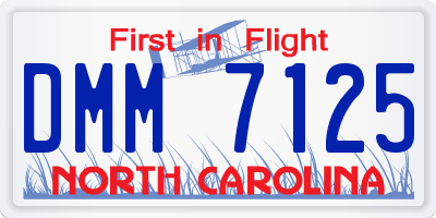 NC license plate DMM7125