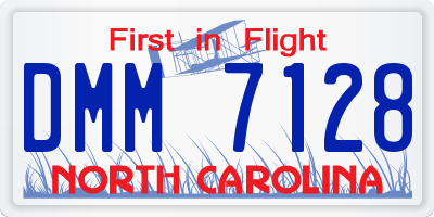 NC license plate DMM7128