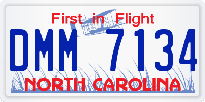 NC license plate DMM7134