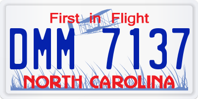 NC license plate DMM7137