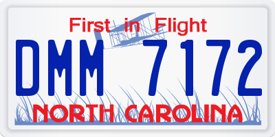 NC license plate DMM7172