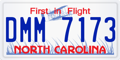 NC license plate DMM7173