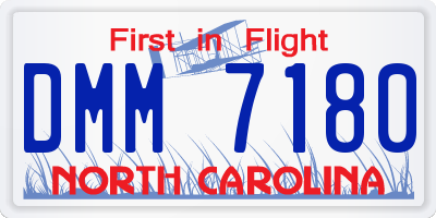 NC license plate DMM7180