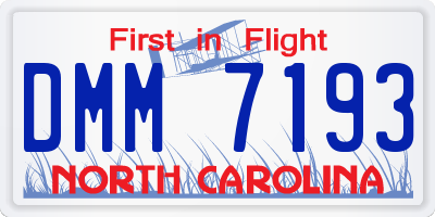 NC license plate DMM7193