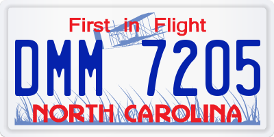 NC license plate DMM7205