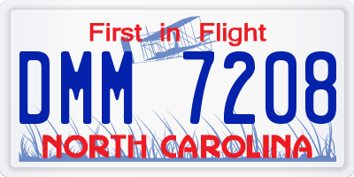 NC license plate DMM7208