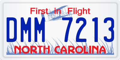 NC license plate DMM7213