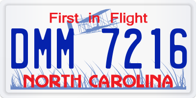 NC license plate DMM7216