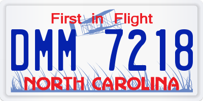 NC license plate DMM7218