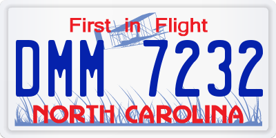 NC license plate DMM7232