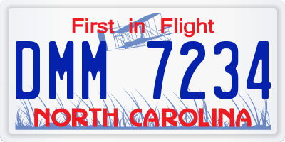 NC license plate DMM7234