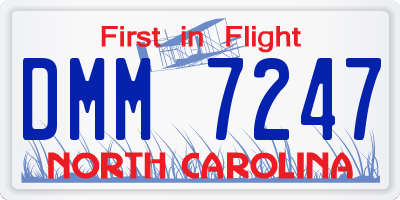 NC license plate DMM7247