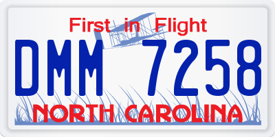 NC license plate DMM7258