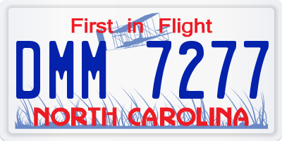 NC license plate DMM7277