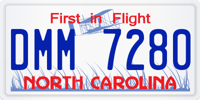 NC license plate DMM7280