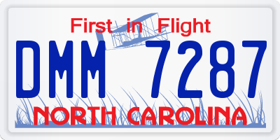 NC license plate DMM7287